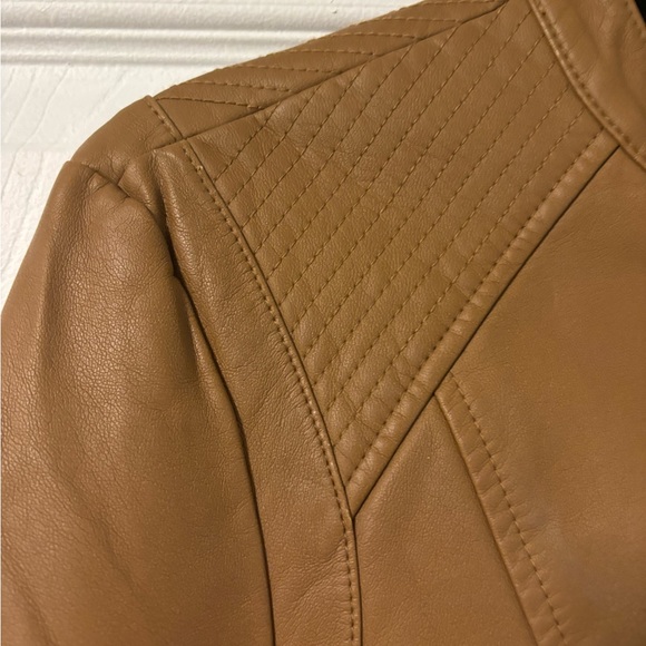 small brown zip up leather jacket from express - Picture 5 of 7